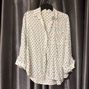 white patterned button down